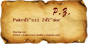 Pakróczi Zádor névjegykártya
